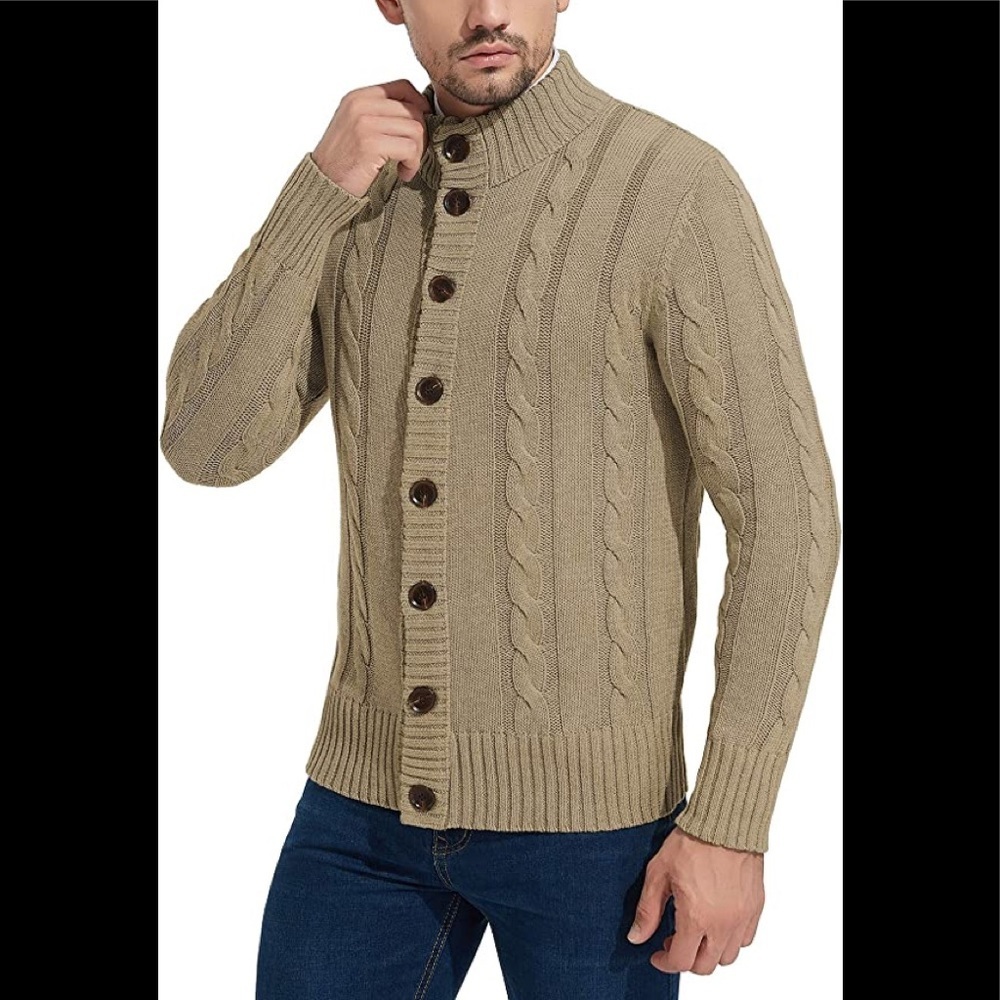 New Mens Rayon Cardigan Sweater w/ 8 Button Closure Multiple Sizes